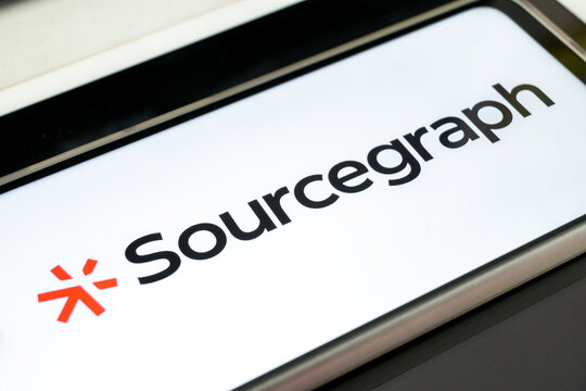 Sourcegraph wordmark and logo on a portable device surface