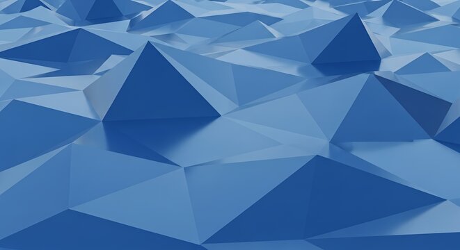 Abstract Blue Geometric Low Poly Background with Dynamic Triangles and Polygons.