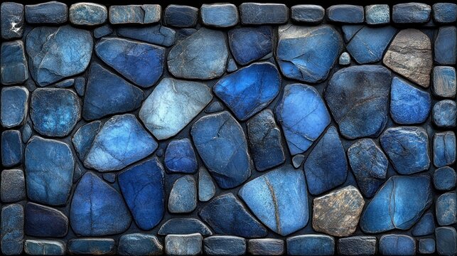 Vibrant blue stones interlock to form a captivating surface with rich textures