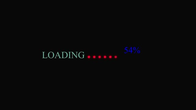 Animation loading bar  Beautiful transparent background. Glow 0 to 100% Progress Bar - Cyberpunk-Style Loader 4k video Symbol of download, update,  
