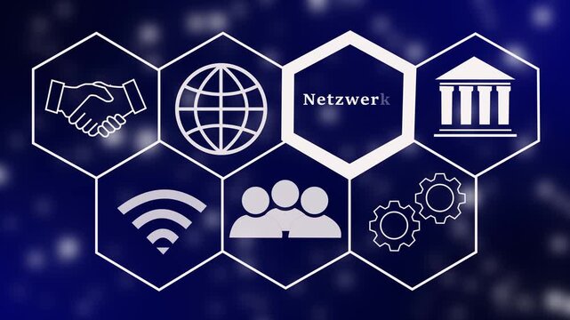 
Cyber Interconnection Matrix and Data Infrastructure Hub. Tech Hexagon Layout Animating Advanced Cloud Communication, Information Flow, and Modern 