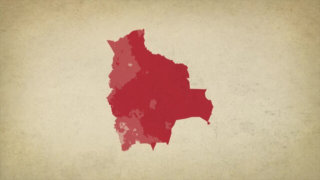 Animated Appearing BOLIVIA Map Isolated on Vintage Background
