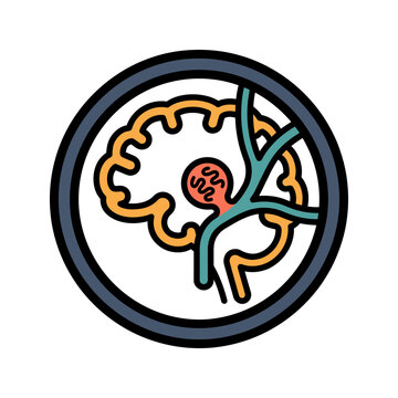 Brain Aneurysm Coiling Fluoroscopy Icon for Neurosurgery
