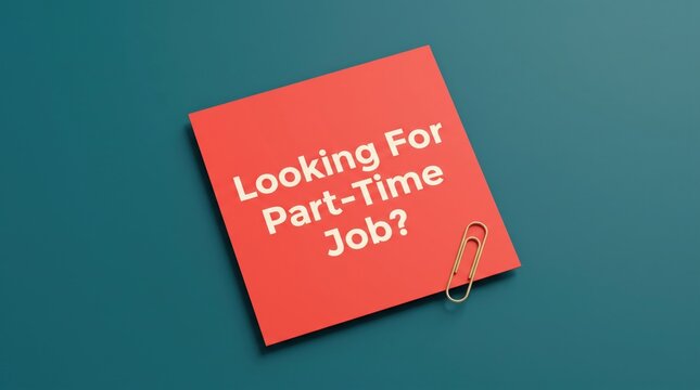 Part-time job search concept with red note and paperclip
