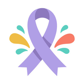 Purple awareness ribbon with colorful splashes