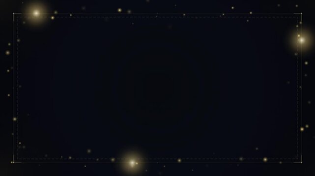 Elegant glowing gold dust frame border on a dark decorative artistic background