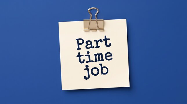 Part time job search concept with sticky note and clipboard