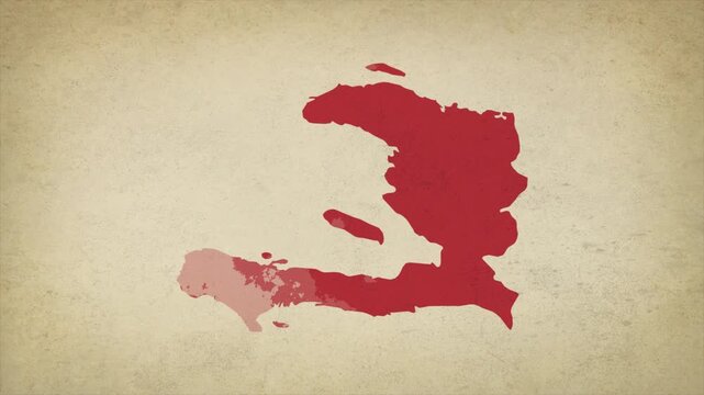 Animated Appearing HAITI Map Isolated on Vintage Background