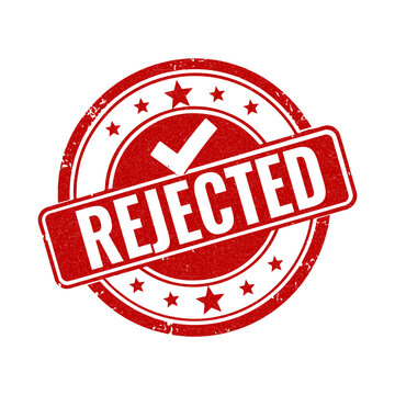 Red rejected stamp with a check mark symbol and grunge texture effect for business documents and official approval status validation concept illustration