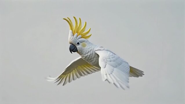 Sulphur-crested cockatoo in mid-air flight