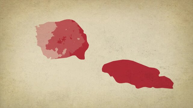Animated Appearing SAMOA Map Isolated on Vintage Background