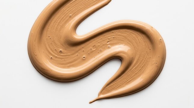 Smear of Liquid Foundation Makeup Swatch on White Background - Professional Cosmetic Texture for Beauty and Skincare Marketing