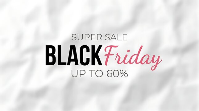 Black friday super sale announcement with elegant white textured background