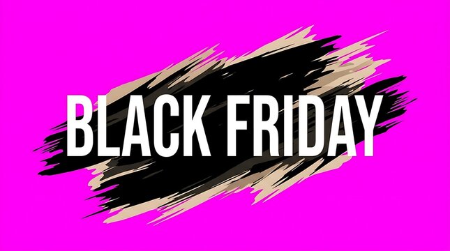 Black friday sale banner with vibrant pink and brushstroke design elements