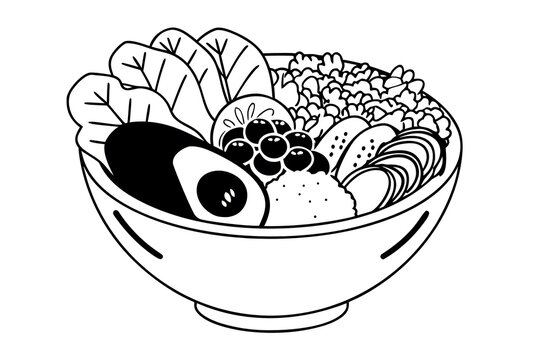 Bowl of fresh healthy salad with vegetables and fruits