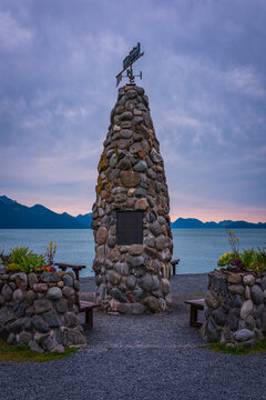 Seward Waterfront Park seascape in Resurrection Bay in Alaska, USA