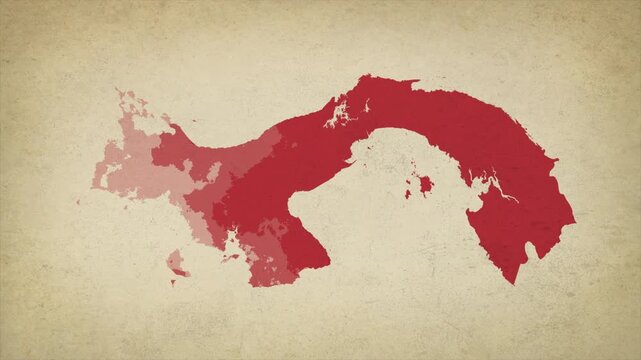 Animated Appearing PANAMA Map Isolated on Vintage Background