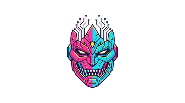 Cyberpunk oni mask vector illustration