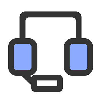 Headset icon representing customer service representative and remote communication support