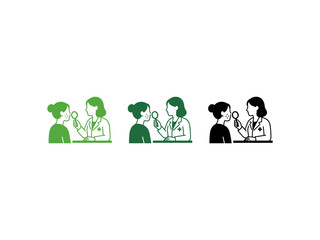 Fototapeta premium Medical doctor examining patient throat with mirror illustration set in different colors.