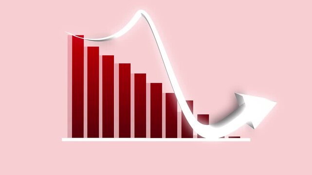 Declining Bar Chart with Arrow Reversing Upward Showing Business Recovery Concept