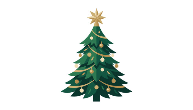 Christmas tree with golden ornaments and star topper