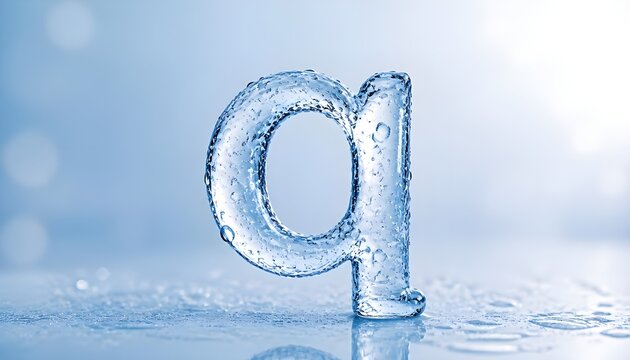 Lowercase letter a made of clear splashing liquid water