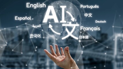 Global communication with multiple languages, digital translation tools, multilingual technology, cross-cultural communication, and virtual language learning environments. Muxer © InfiniteFlow