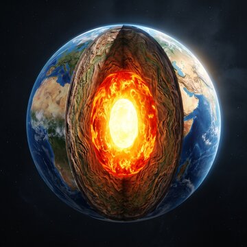 Realistic Earth Cross Section Showing Internal Layers