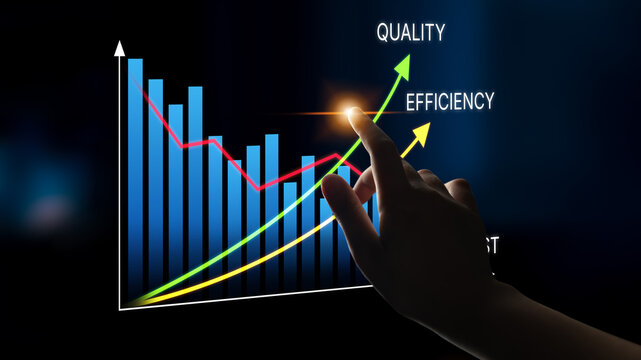 A Business Professional Analyzing Growth Metrics on a Touchscreen Interface Showcasing Quality and Efficiency in Graphs and Charts. Bitwise.