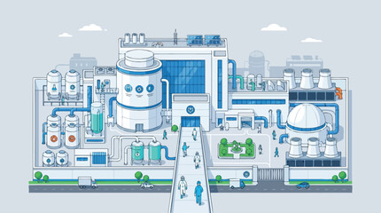 Obraz premium Modern Isometric Industrial Factory and Research Center Illustration