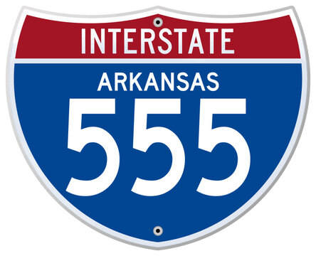Interstate 555 Arkansas Highway Road Sign Vector illustration