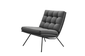 Obraz premium Black tufted lounge chair isolated on transparent background