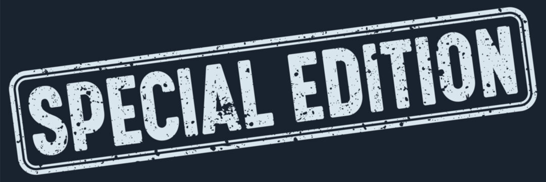 special edition white grunge stamp on dark blue background. special edition stamp