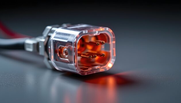 A close up view of a USB cable with its connector inserted into a device, which appears to be an Ethernet adapter