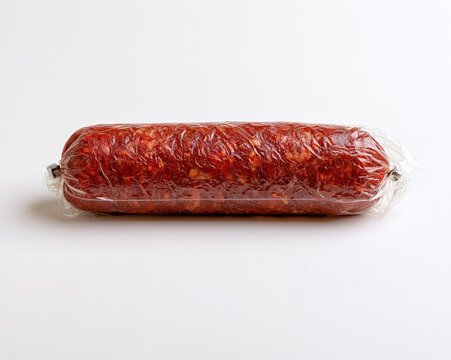 Red Meat Stick in Clear Plastic Wrap