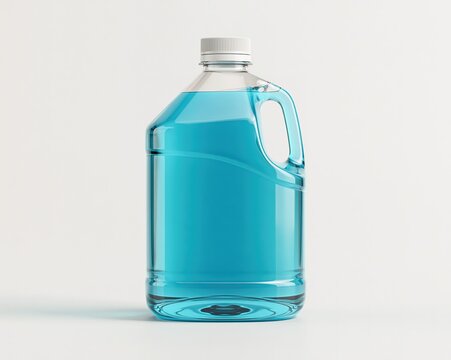 Clear Plastic Bottle with Blue Liquid and White Cap