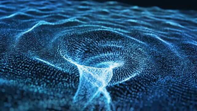 Blue glowing signal waves create dynamic ripple patterns