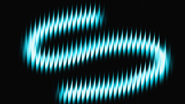 Cyan blue neon vertical audio sound wave bars in curved formation