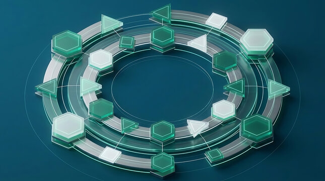 Circular HUD Radar with Geometric Crystal Data Nodes