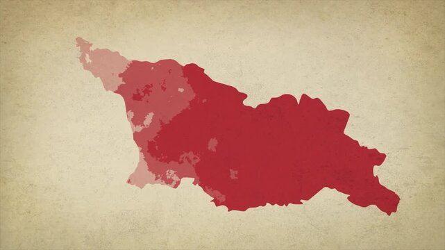 Animated Appearing GEORGIA Map Isolated on Vintage Background