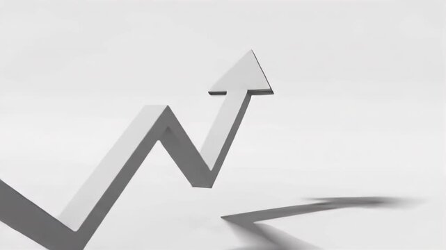 Arrow pointing upward on a white background representing business growth and success.