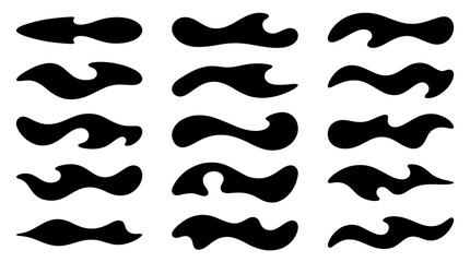 Fototapeta premium Black silhouettes of fish swimming in various styles