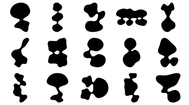Black abstract blobby shapes collection set