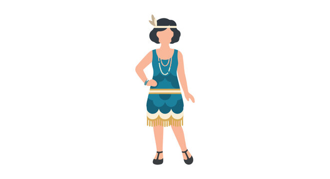 A flapper girl illustration depicts a woman in nineteen twenties attire against a white background