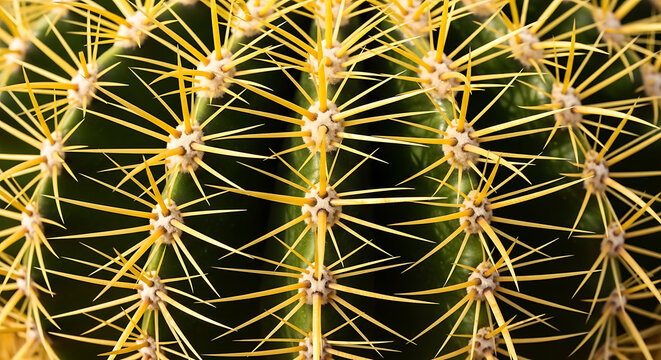 Close-up of spiky green cactus plant - A detailed close-up image of a vibrant green cactus with sharp spines, showcasing its intricate texture and natural beauty.