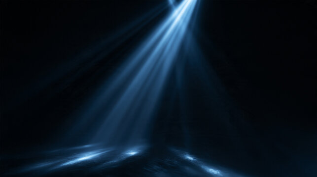 Spotlight Beam Illuminating Empty Dark Stage Background