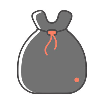 Gray drawstring bag with orange accent