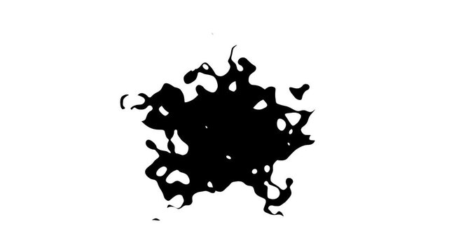 Black luma effect Ink drops stream splatter stain leak spread flow scatter over screen ink transition, flows and streams. Ink bloom. Beautiful black watercolor ink leak drops paint 4K