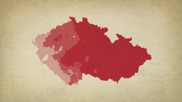 Animated Appearing CZECH REPUBLIC Map Isolated on Vintage Background